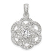 Sterling Silver E-coated CZ Flower Pendant