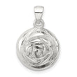 Sterling Silver Polished Textured Domed Flower Pendant