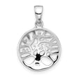 Sterling Silver Rhodium-plated Round Tree of Life Pendant
