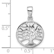 Sterling Silver Rhodium-plated Round Tree of Life Pendant