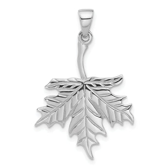 Sterling Silver Rhodium-Plated Polished Leaf Pendant