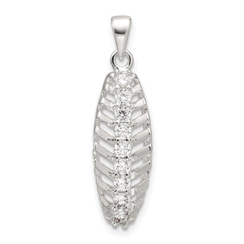 Sterling Silver Polished CZ Leaf Chain Slide