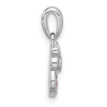 Sterling Silver Rhodium-plated Pink/Black CZ Owl Pendant