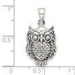 Sterling Silver Polished and Antiqued Owl Pendant