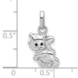 Sterling Silver Rhodium-plated Enameled Cat Charm Pendant