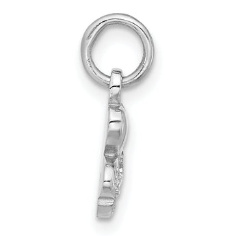 Sterling Silver Rhodium-plated CZ 3 Heart Charm Pendant