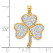 Sterling Silver Polished Gold-tone Glitter Paper Clover Pendant