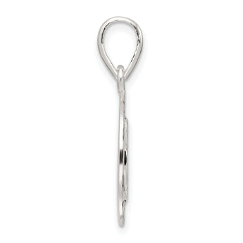 Sterling Silver Polished Enamel Luck with Clover Round Pendant