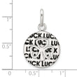 Sterling Silver Polished Enamel Luck with Clover Round Pendant