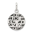 Sterling Silver Polished Enamel Luck with Clover Round Pendant