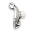Sterling Silver Polished and Antiqued Synthetic Pearl Seashell Chain Slide