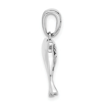 Sterling Silver Rhodium-plated Oxidized Dolphin Pendant