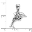 Sterling Silver Rhodium-plated Oxidized Dolphin Pendant