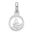 Sterling Silver Rhodium-plated Whale/Dolphin Tail Circle Pendant