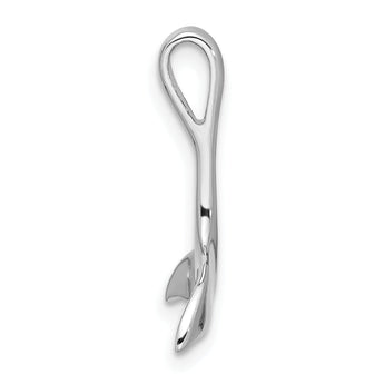 Sterling Silver Rhodium-Plated Polished Whale Tail Chain Side Pendant