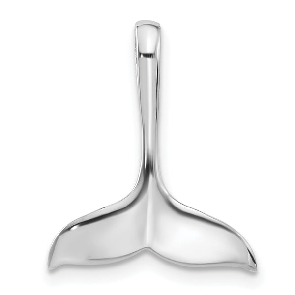 Sterling Silver Rhodium-Plated Polished Whale Tail Chain Side Pendant