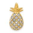 Sterling Silver Gold-tone CZ Pineapple Chain Slide Pendant