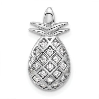 Sterling Silver Rhodium-plated CZ Pineapple Chain Slide Pendant