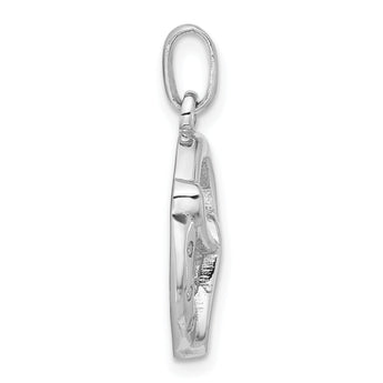 Sterling Silver Rhodium-plated CZ Pretzel Pendant