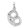 Sterling Silver Rhodium-plated CZ Pretzel Pendant