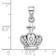 Sterling Silver Rhodium-Plated Polished Crown w/Cross Pendant