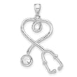 Sterling Silver Rhodium-plated with CZ Stethoscope with Heart Pendant