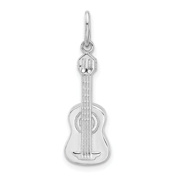 Sterling Silver Rhodium-plated Guitar Charm Pendant