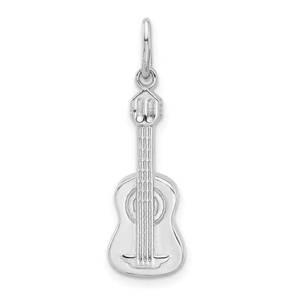 Sterling Silver Rhodium-plated Guitar Charm Pendant
