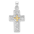 Sterling Silver Rhodium-plated and Gold-tone Reversible Cross Pendant
