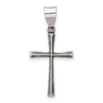 Sterling Silver Antiqued Solid Textured Latin Cross Pendant
