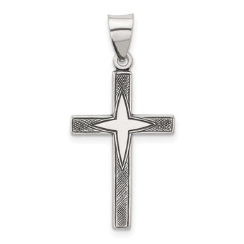 Sterling Silver Antiqued Solid Textured Cross Pendant