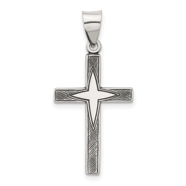 Sterling Silver Antiqued Solid Textured Cross Pendant