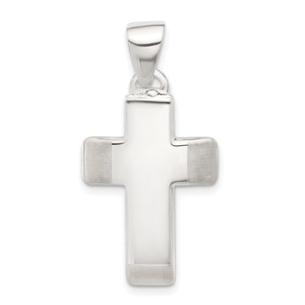 Sterling Silver Satin and Polished Cross Pendant