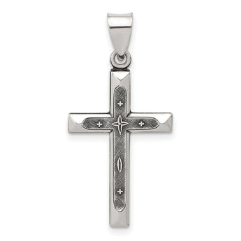 Sterling Silver Antiqued Solid Textured Cross Pendant