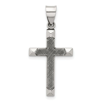 Sterling Silver Antiqued Solid Textured Cross Pendant