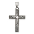 Sterling Silver Antiqued Solid Textured Cross Pendant