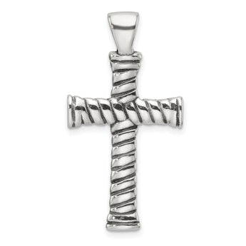 Sterling Silver Polished and Antiqued Cross Pendant
