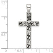 Sterling Silver Polished and Antiqued Greek Key Latin Cross Pendant