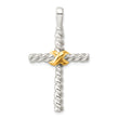Sterling Silver and Gold-tone Polished Cross Pendant