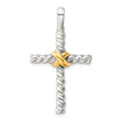 Sterling Silver and Gold-tone Polished Cross Pendant