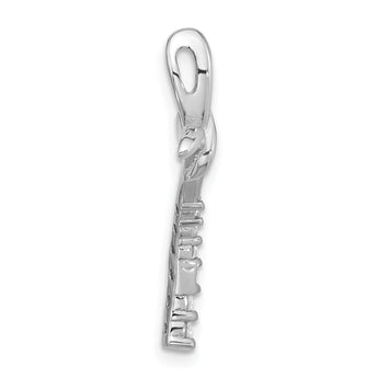 Sterling Silver Rhodium-plated Polished CZ Fancy Cross Chain Slide