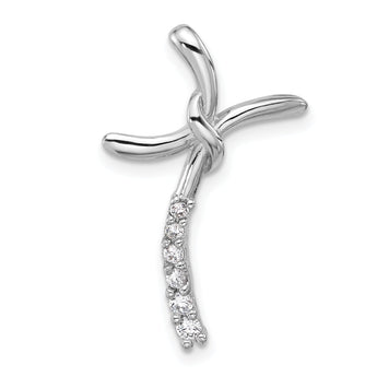 Sterling Silver Rhodium-plated Polished CZ Fancy Cross Chain Slide