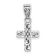 Sterling Silver Rhodium-plated Oxidized Small Cross Pendant