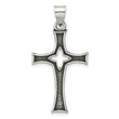 Sterling Silver Antiqued Solid Textured Cut Out Cross Pendant