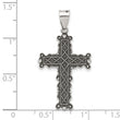 Sterling Silver Antiqued Solid Textured Cross Pendant