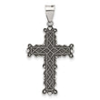 Sterling Silver Antiqued Solid Textured Cross Pendant