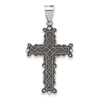Sterling Silver Antiqued Solid Textured Cross Pendant