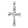 Sterling Silver Rhodium-plated CZ Budded Cross Pendant