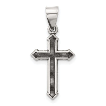 Sterling Silver Antiqued Textured Cross Pendant