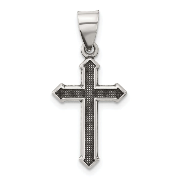 Sterling Silver Antiqued Textured Cross Pendant